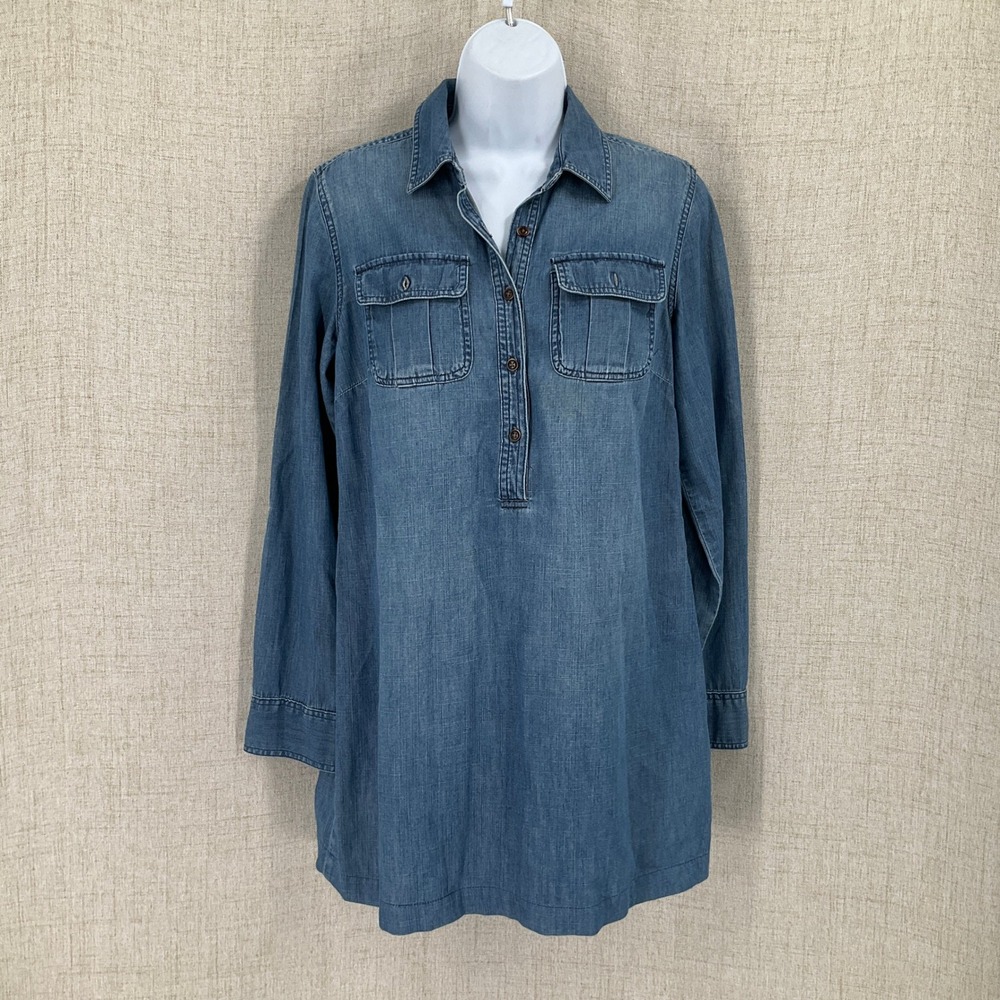 Tommy Hilfiger Tunic Dress Women M Blue Classic Minimalist Denim Timeless Preppy